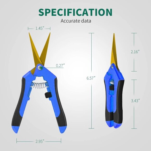 6.5" Gardening Scissors Hand Pruner Pruning Shears with Titanium Coated Curved - Picture 4 of 7